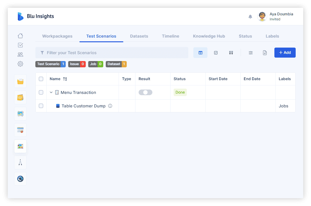 Get your datasets in the Test Scenario Page