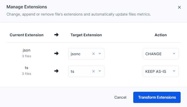 Manage Extensions - Dialog