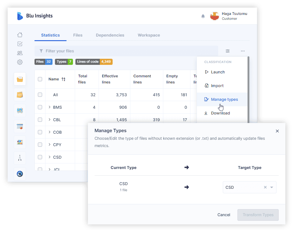 Manage types